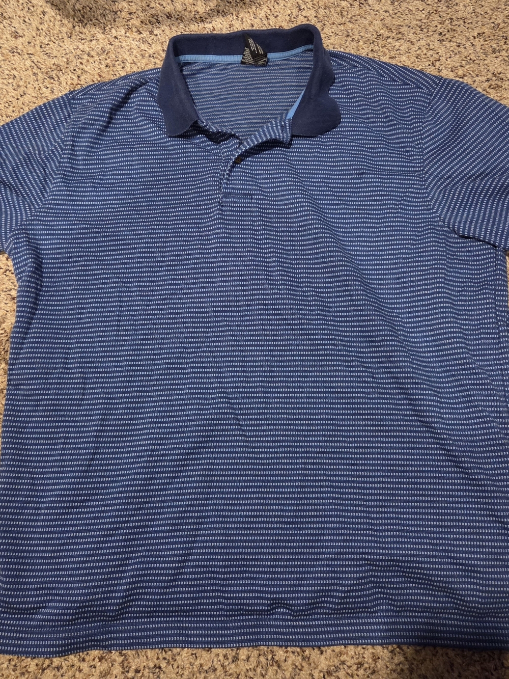 George Men’s Navy and Light Blue Micro-Striped Polo